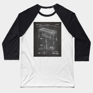 Electric Guitar Patent - Music Lover Musician Art - Black Chalkboard Baseball T-Shirt